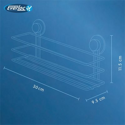 Everloc Bathroom Shelf, No Drilling, No Screws, No Glue, No Adhesive, Vacuum Suction Wall Mounted Chrome Shampoo holder, Bottle Holder, Organizer for Kitchen and Bathroom, Shower Rack, EVL-10104