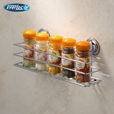 Everloc Bathroom Shelf, No Drilling, No Screws, No Glue, No Adhesive, Vacuum Suction Wall Mounted Chrome Shampoo holder, Bottle Holder, Organizer for Kitchen and Bathroom, Shower Rack, EVL-10104