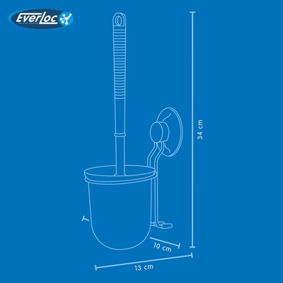 Everloc Toilet Brush with Holder, No Drilling, No Screws, No Glue, No Adhesive, Vacuum Suction Wall Mounted Chrome Set for Bathroom, Bowl Cleaner, Easy Install, EVL-10208