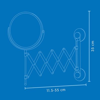 Everloc Round Mirror, No Drilling, No Screws, No Glue, No Adhesive, Vacuum Suction Magnifying Extendable Bathroom Mirror, Flexible, Adjustable, Easy Install, EVL-10210