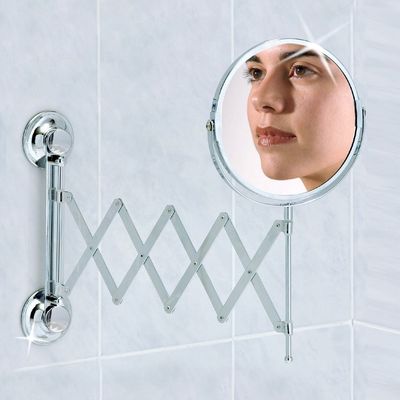 Everloc Round Mirror, No Drilling, No Screws, No Glue, No Adhesive, Vacuum Suction Magnifying Extendable Bathroom Mirror, Flexible, Adjustable, Easy Install, EVL-10210