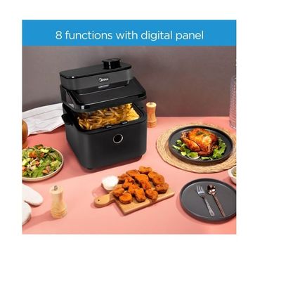 Midea 7.3L Extra Large Digital Air Fryer 1500W with Large See-Through Window, Dual Frying Functions, 8 Functions with Digital Panel, Dual Cyclone Rapid Hot Technology, Largest Oil Less Fryer, MFCY75A2