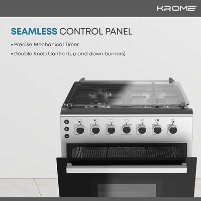 KROME 60x60cm Free Standing Cooker, Gas Oven, Full Gas Ignition, INOX