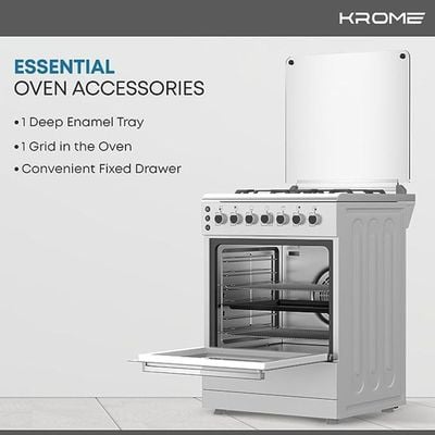 KROME 60x60cm Free Standing Cooker, Gas Oven, Full Gas Ignition, INOX