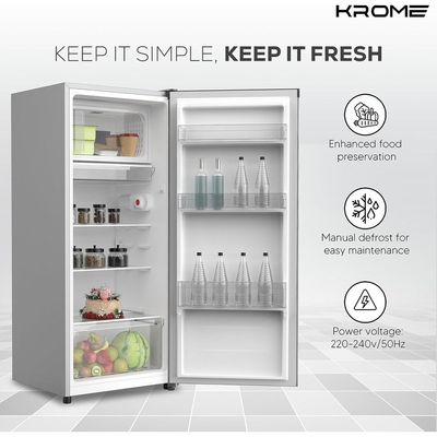 Krome 220Ltr Single Door Refrigerator | Defrost | KR-RDC220H