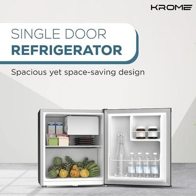 KROME 60L Single Door Refrigerator, Energy Class A+, Silver, KR-RDC60H