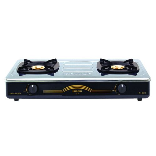 Rinnai RI-602E 2 Burner Gas Stove | Full Safety Features | Brass Pan Support | Stainless Steel Body | Detachable Top for Easy Cleaning