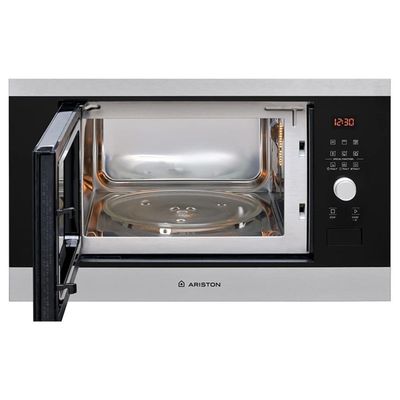 Ariston Built In 25L Microwave Oven With Grill | Inverter | LCD Display | Defrost Reheat and Grilling | Stainless Steel | Auto Programs | Child Lock | Round Grill Grid | 900W | 1000W Grill | Inox | MF25GUKIXA