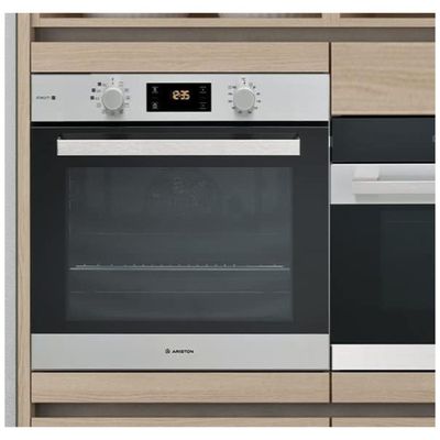 Ariston Built In 60cm Electric Oven | Mechanical & Electronic Controls With 7 Segment Display | Standard Hinge | 2 Door Glasses | Turbo Grill Tilting Functions | Inox | FA5S844IXA