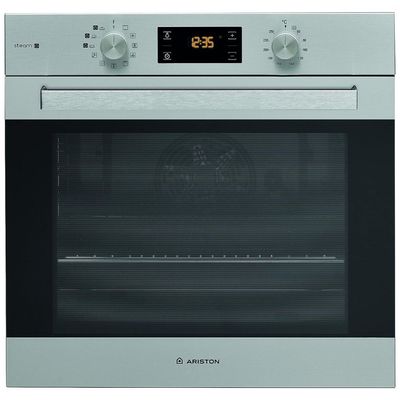 Ariston Built In 60cm Electric Oven | Mechanical & Electronic Controls With 7 Segment Display | Standard Hinge | 2 Door Glasses | Turbo Grill Tilting Functions | Inox | FA5S844IXA