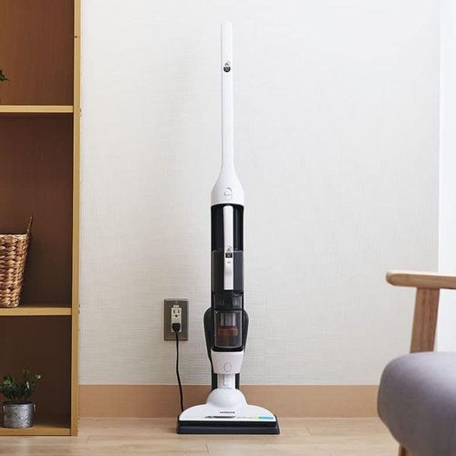 Hitachi Cordless Stick Vacuum Cleaner | 45 Minutes Run Time | Light Weight | 18V Lithium Ion Battery | 2 in 1 Design | Good for Hard Floor & Rug | Dry Mop Head | Crevice Nozzle | Charging Station | PVX90K240PWH