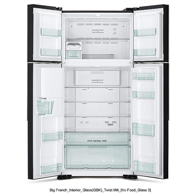 Hitachi 601Ltr Inverter Class French Door Refrigerator Glass Black Color RW760PUK7GBK