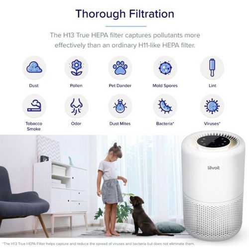 LEVOIT Core 200S Smart WiFi Air Purifier | H13 True HEPA Filter | Allergies, Pets, Smoke, Dust, Pollen | Ozone Free | 24dB Quiet | For Home Large Room, Bedroom | White
