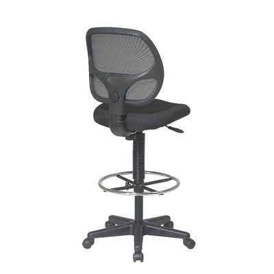 Office Star Deluxe Breathable Mesh Back Ergonomic Drafting Chair with Lumbar Support and Adjustable Footring with 18.5",Black Fabric,28 W x 22.75 D x 41-52 H,DC2990