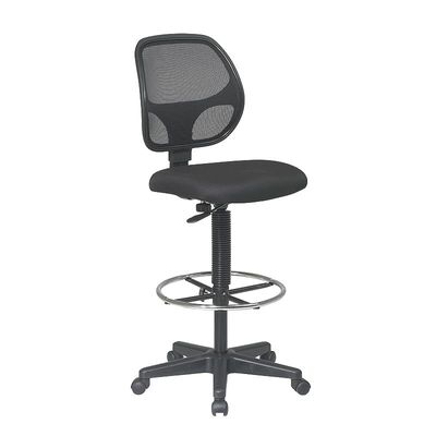 Office Star Deluxe Breathable Mesh Back Ergonomic Drafting Chair with Lumbar Support and Adjustable Footring with 18.5",Black Fabric,28 W x 22.75 D x 41-52 H,DC2990