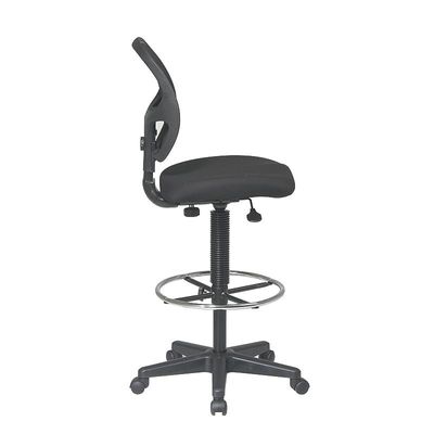 Office Star Deluxe Breathable Mesh Back Ergonomic Drafting Chair with Lumbar Support and Adjustable Footring with 18.5",Black Fabric,28 W x 22.75 D x 41-52 H,DC2990