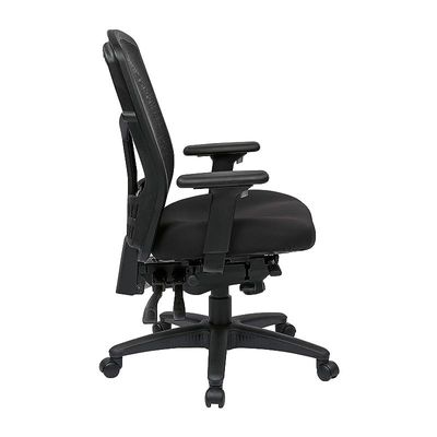 Office Star ProGrid High Back Managers Chair with Adjustable Arms, Multi-Function and Seat Slider (Black)