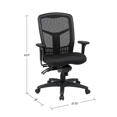 Office Star ProGrid High Back Managers Chair with Adjustable Arms, Multi-Function and Seat Slider (Black)