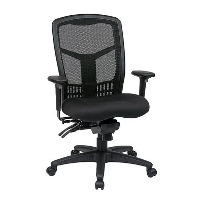 Office Star ProGrid High Back Managers Chair with Adjustable Arms, Multi-Function and Seat Slider (Black)