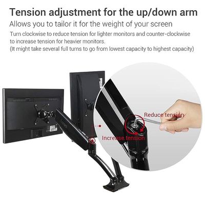 Mahmayi Black VNDLB502D Modern Dual Monitor Support Arm Adjustable for Monitor, TV, PC (71x24x15cm)