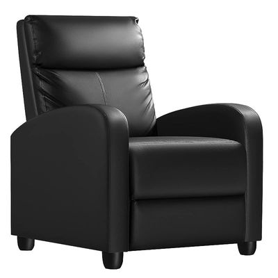 Ultimate Modern Single Recliner Sofa Padded Seat Black with Leatherite PU