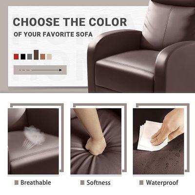 Mahmayi Ultimate Modern Single Recliner PU Leatherite Sofa Padded Seat - Brown 