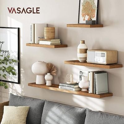 Floating Shelf, Wall Shelf for Photos, Decorations, in Living Room, Kitchen, Hallway, Bedroom, Bathroom, Rustic Brown LWS24BX