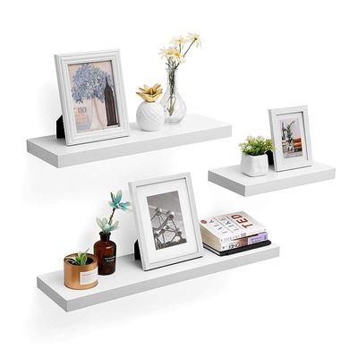 Vasagle Floating Shelf, Wall Shelf for Photos, Decorations, in Living Room, Kitchen, Hallway, Bedroom, Bathroom, White LWS28WT by Mahmayi