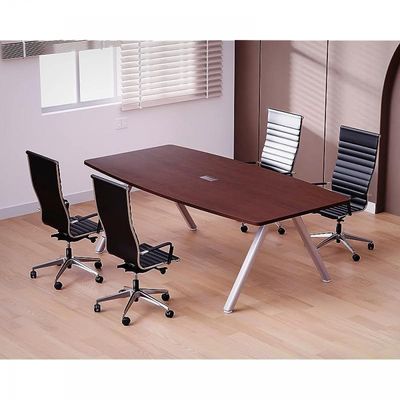 Incontro Modern Conference Table- Alluring and Functional Conference Desk with Cable Manager and Steel legs (240cm, Apple Cherry)