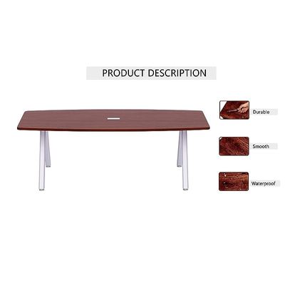 Incontro Modern Conference Table- Alluring and Functional Conference Desk with Cable Manager and Steel legs (240cm, Apple Cherry)