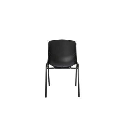 Cosmo D024A Stackable Chair With Polypropylene Seat and Powder Coated Frame -Visitor Chair With Plastic Frame (Black)