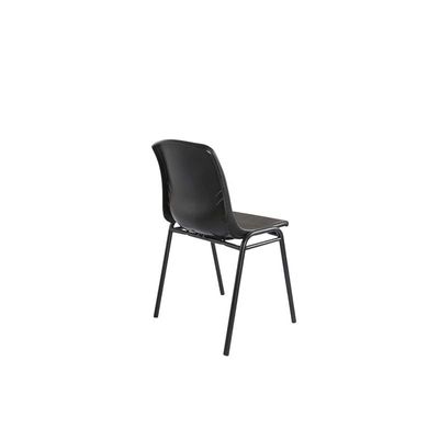 Cosmo D024A Stackable Chair With Polypropylene Seat and Powder Coated Frame -Visitor Chair With Plastic Frame (Black)