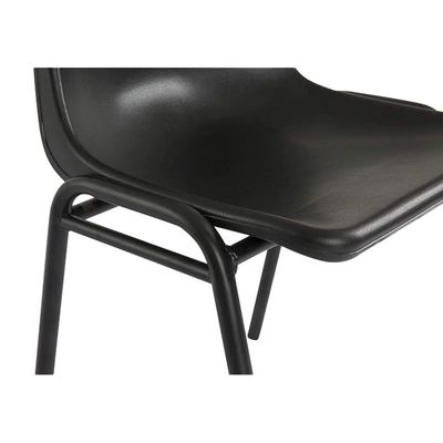 Cosmo D024A Stackable Chair With Polypropylene Seat and Powder Coated Frame -Visitor Chair With Plastic Frame (Black)