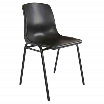 Cosmo D024A Stackable Chair With Polypropylene Seat and Powder Coated Frame -Visitor Chair With Plastic Frame (Black)