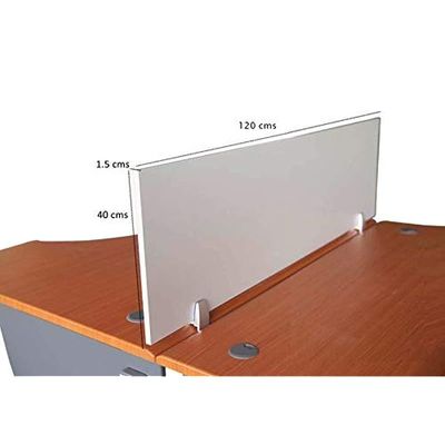 Mahmayi Deler Desktop Mounted Privacy Panel Divider Panels with 2 Clips for Student, Call Centers, Offices, Libraries, Classrooms- Removable Sound Absorbing Desk Partition Board(120 CM, Silver)