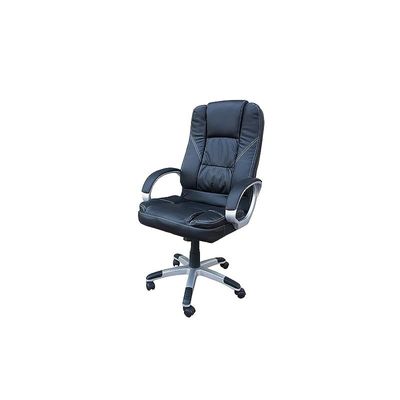 Bruno 0078 Executive Pu Chair - Office Chair With Silver Painted Nylon Base - High Back (Black)