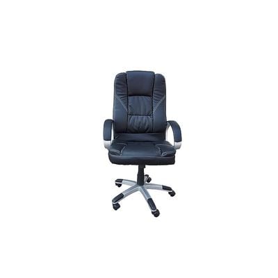 Bruno 0078 Executive Pu Chair - Office Chair With Silver Painted Nylon Base - High Back (Black)