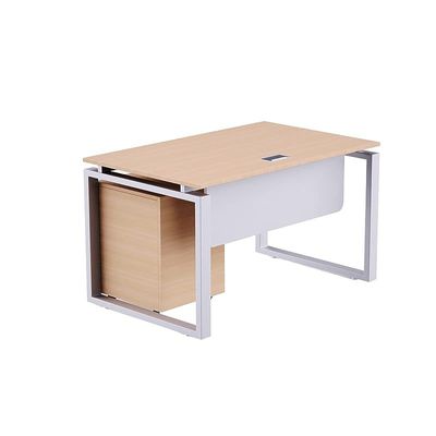 Carre Modern Workstation Desk Steel Square Metal Legs With Silver Modesty Panel (120cm, Oak)