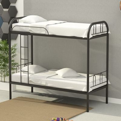 Mahmayi Teras 77 Bunk Bed, Black, Single, SF77BB, Modern Space-Saving Design, Sturdy Metal Frame & Easy Assembly - Ideal for Kids, Teens & Adults - Bedroom Furniture