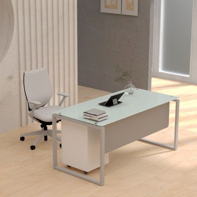 Glas 4116 White Modern Workstation