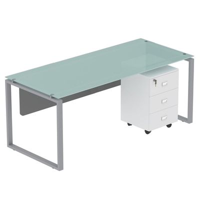 Glas 4116 White Modern Workstation