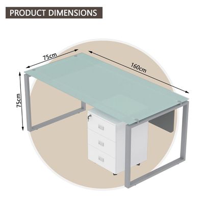 Glas 4116 White Modern Workstation