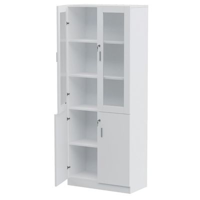 Mahmayi Carre 1123 White Full Height Bookshelf, Modern Design, Spacious Shelves, Versatile Storage, Office or Home Décor