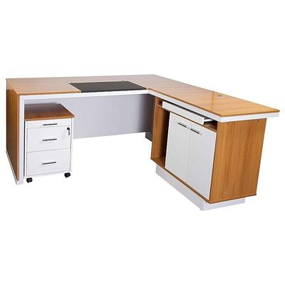 Zelda Modern Executive Desk, Brown/White, 180 x 160 x 76 .5 cm, Zhm225-16Exec