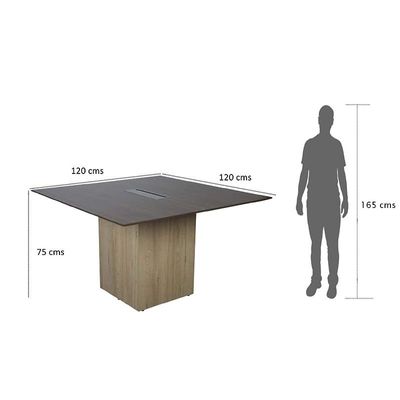 Projekt 7 Rec 120 Square Modular Conference Office Table With Aluminium Centre Cable Management - Walnut