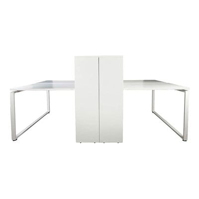 Projekt Modern Workstation Design With Side Cabinet Bookcase Metal Frame (240 CM)