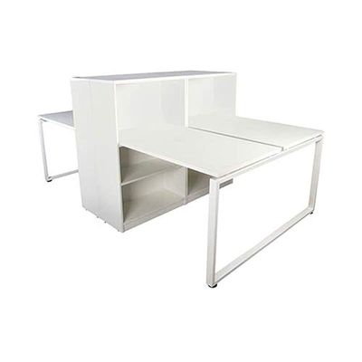 Projekt Modern Workstation Design With Side Cabinet Bookcase Metal Frame (240 CM)