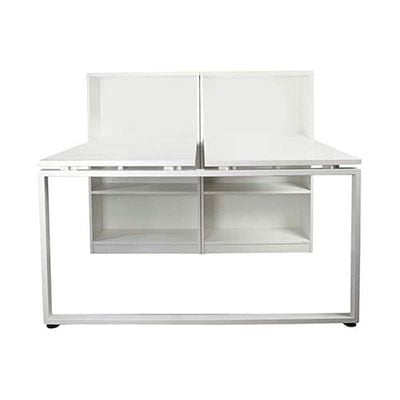 Projekt Modern Workstation Design With Side Cabinet Bookcase Metal Frame (240 CM)