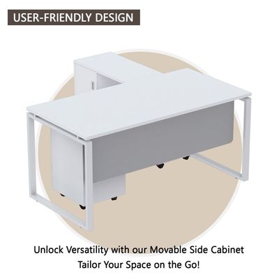 Carre 5116 L Extension Office Workstation With Side Cabinet Finished Melamine -W160Cms X D160Cms X H75Cms (White)