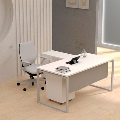 Carre 5116 L Extension Office Workstation With Side Cabinet Finished Melamine -W160Cms X D160Cms X H75Cms (White)